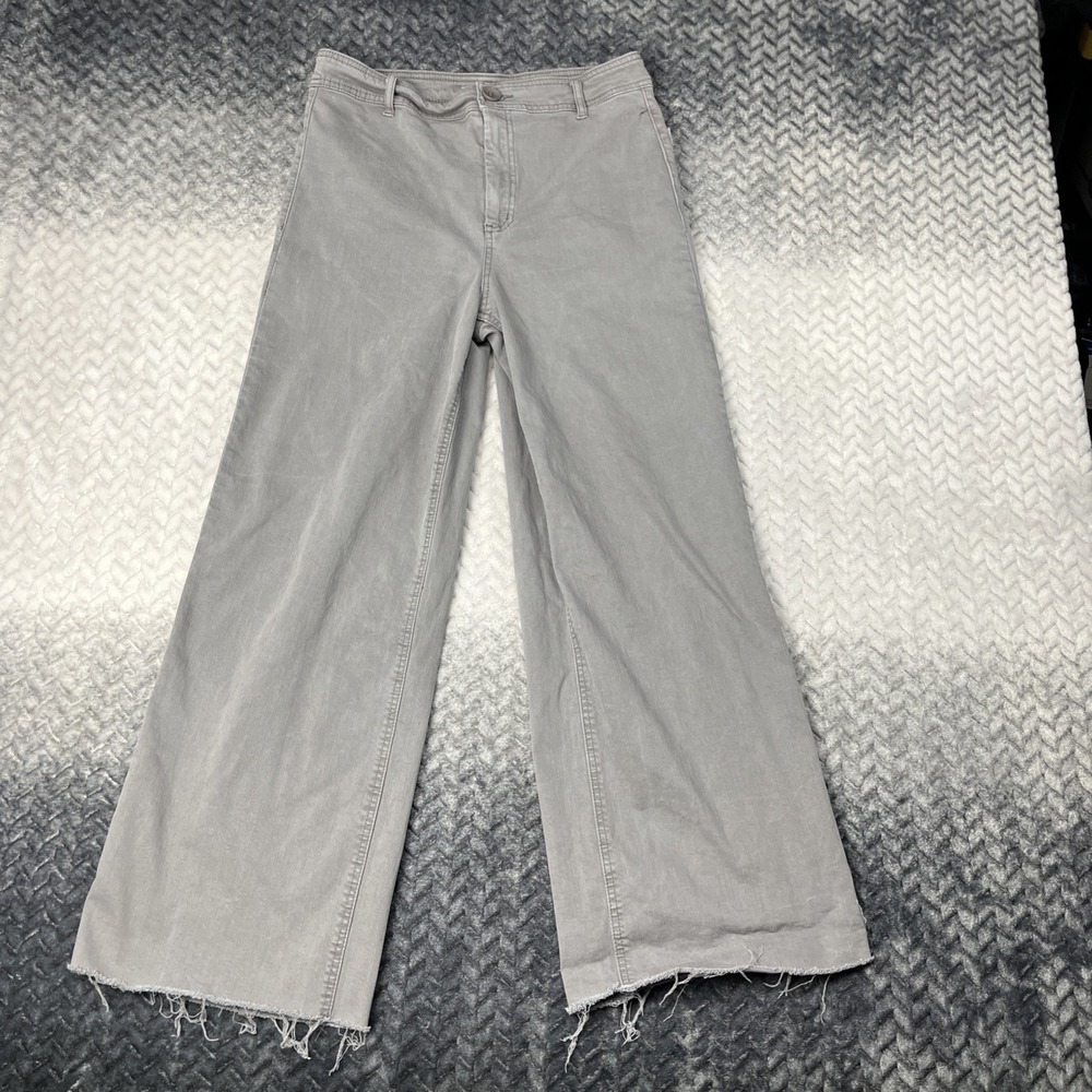 OAT New York Pants Flare Women 10/30 Gray Raw Wide Leg Chore Pocket 30x30"